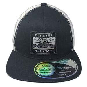 Element Trucker Hat Black White OS Mountain Patch Mesh Back Flat Brim Adjustable